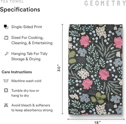 GEOMETRY Kitchen Tea Towels - Quick Dry Microfiber Dish Towels for Kitchen Pretty Petals, 18" x 30" 2 Pack