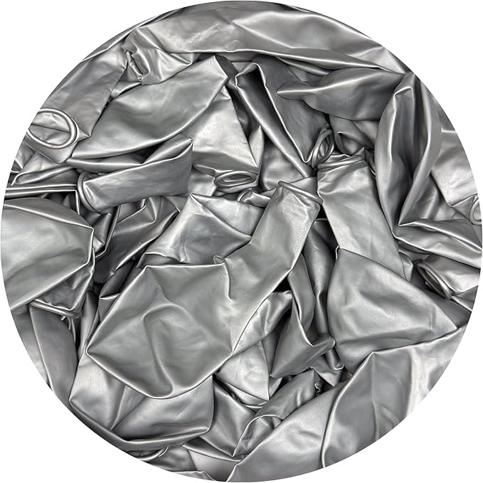 Silver Balloons 50 Pack, 12 Inch Metallic Silver Balloons For Birthdays, Weddings, Baby Showers, Holidays