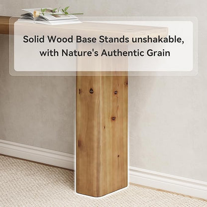 63-Inch Solid Wood Console Table, Wooden Sofa Table Behind Couch, Farmhouse Entryway Table, for Living Room, Foyer, Hallway, Entrance, Easy Assembly, Rustic Brown