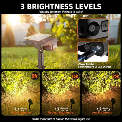 3 Brightness Modes Solar Outdoor Lights, 360 Degree Adjustable Lighting Angle with 40 LED's, Spotlights Outdoor Waterproof Auto On or Off Solar Garden Lights 8 Pack