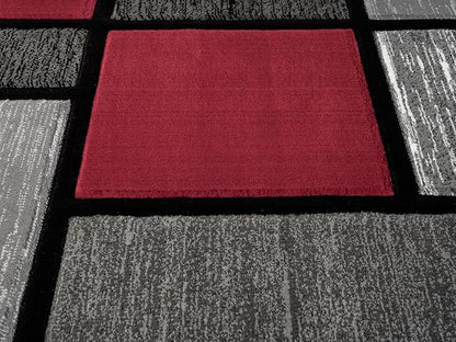 Sam's Sam's Rugs Ultra Soft Area Rug Hand Carved - Modern Abstract Design for Indoor Living Room & Bedroom - Stain Resistant, Easy to Clean - (5x7, Red)