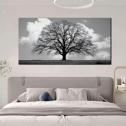 Trogonup Black and White Tree of Life Wall Art for Bedroom Modern Botanical Landscape Pictures for Living Room Office Canvas Prints Ready to Hang 24"x48"