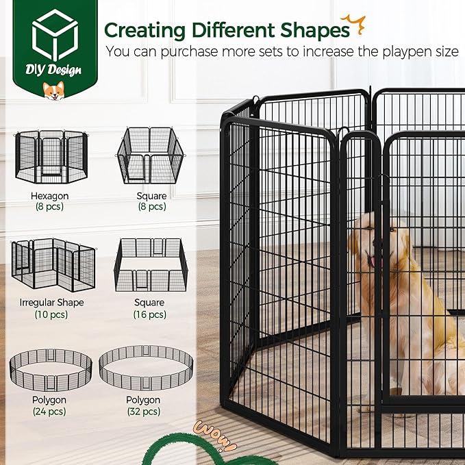 Yaheetech Dog Playpen Outdoor, 40 inch 8 Panels Dog Pen Indoor Heavy Duty Puppy Exercise Pen Metal Pet Fence for RV Camping/Yard/Garden