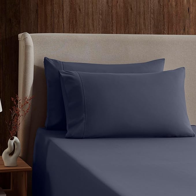 Nestl King Sheet Set - Luxury 1800 Ultra-Soft Microfiber King Bed Sheets - Double Brushed - Deep Pockets - Easy Fit - 4 Piece Set - Bedding Sheets & Pillowcases (King, Navy Blue)