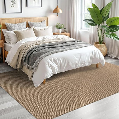 EARTHALL Woven Area Rugs 5x7 Ft Washable Living Room Rugs Non Slip Rubber Backed Dining Room Rug Braided Bedroom Rugs Indoor Floor Carpet for Living Room, Bedroom, Dining Room,Orange/Tan/Brown