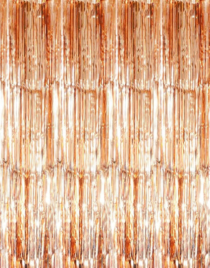 GOER 3.2 ft x 8.2 ft Metallic Tinsel Foil Fringe Curtains Party Photo Backdrop Party Streamers for Birthday,Graduation,New Year Eve Decorations Wedding Decor (Champagne Gold,1 Pack)