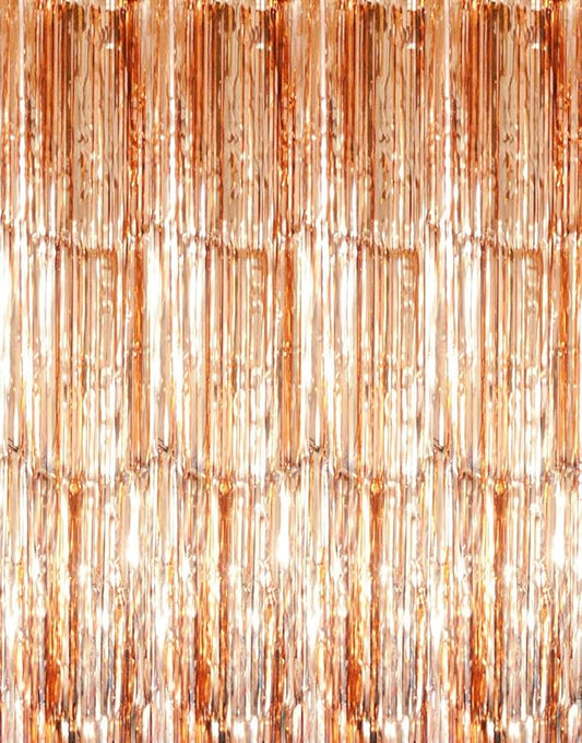GOER 3.2 ft x 8.2 ft Metallic Tinsel Foil Fringe Curtains Party Photo Backdrop Party Streamers for Birthday,Graduation,New Year Eve Party Decorations Wedding Decor (3 Packs,Champagne Gold)