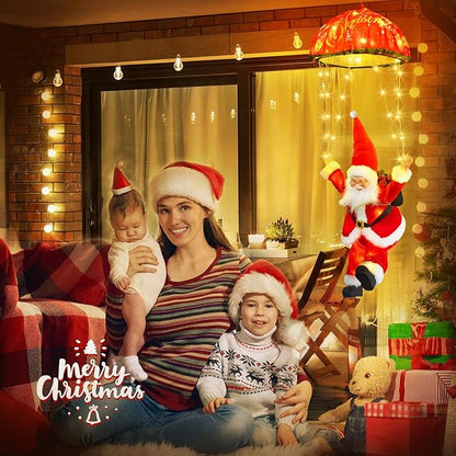 Christmas Lights Outdoor Indoor, Santa Claus Parachute LED Lights, 8 Modes & Timer Christmas Decorations Lights Outside Inside for Window, Garden, Home, Porch, Xmas Tree Decor (Warm White) ﻿