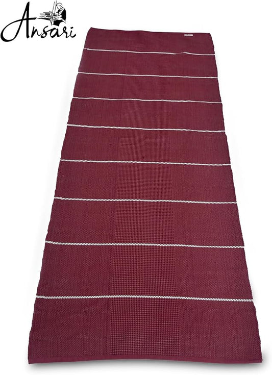 Craftyansari Handwoven Cotton Yoga Mat, Natural, 72 x 24 Inches, Fair Trade, Soft Absorbent Surface for Exercise, Workout, Meditation