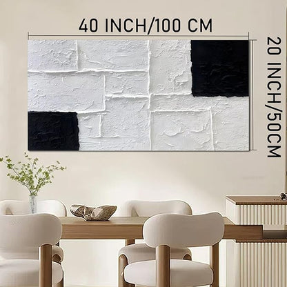 Trogonup Black and White Abstract Textured Wall Art for Living Room Rectangle Painting Large Artwork for Bedroom Home Office Ready to Hang 20"x40"
