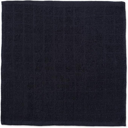 DII Basic Terry Collection Solid Windowpane Dishcloth Set, 12x12, Black, 6 Piece