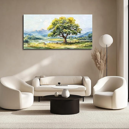 QIYILEXWART Canvas Wall Art For Living Room Large Wall Decor For Office Bedroom Decorations Green Tree Landscape Pictures Farmhouse Painting Artwork Room Wall Mural Aesthetic Home Decor 30x60 In