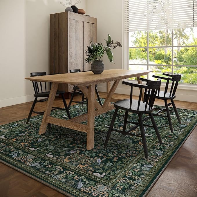 Washable Area Rugs for Living Room: 9x12 Rug Stain Resistant Non Slip Low Pile Lightweight Soft Carpets for Bedroom Kitchen Dining Room Nursery Kids Room Farmhouse Home Office Indoor