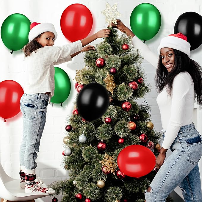 TecUnite 100 Pieces Red Black and Green Balloons 13 Inch Latex Balloons for Juneteenth Day Kwanzaa Black History Month African American Festival Holiday Celebration Party Decoration