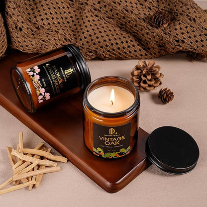 Valentine's Day Candles Gifts for Women Men, Scented Candle Set, Holiday Candle Gifts, 4Pack 28oz Soy Candles, Scents of Lemon Eucalyptus/Moroccan Amber/Magnolia & Sandalwood/Vintage Oak