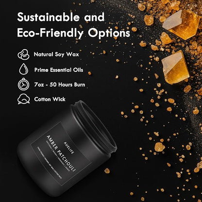 Scented Candles Set | Men Candle Set, 4 Pack Candles for Home, Gifts for Men - Aromatherapy Gifts for Dad Fathers Day, Soy Candle Scent of Smoke & Vanilla/Rum Oak/Vintage Leather/Amber Patchouli