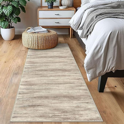 KOZYFLY Modern Abstract Runners for Hallways 2x6 Washable Rug Runner Non-Slip Soft Striped Kitchen Runner Rug, Beige Brown Print Carpet Runner for Entryway Bathroom Laundry Room Foyer