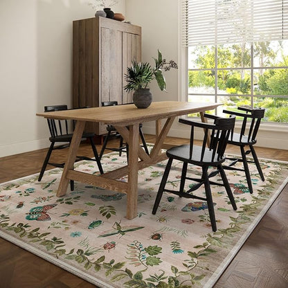 Machine Washable Rugs for Living Room: 8x10 Area Rugs Stain Resistant Non Slip Low Pile Soft Lightweight Carpet Rugs for Bedroom Kitchen Dining Room Nursery Kids Room Farmhouse