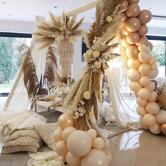 PartyWoo Nude Balloons 50 pcs 12 Inch Beige Apricot Cream Boho Latex Neutral Helium Balloons for Thanksgiving Graduation Baby Shower Boho Theme Birthday Party Decorations Nude-Y103