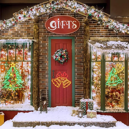 Christmas Decorations - 16" Christmas Window Silhouette Lights - 4 Pack Colour Lighted Reindeer ＆ Angel & Snowflake ＆ Snowman for Holiday Indoor and Outdoor Wall Door Window Decorate