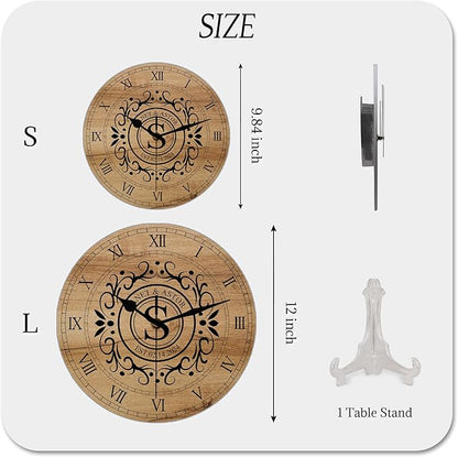 Personalized Couples Wall Clock with Roman Numerals, Custom Farmhouse Wall Clock with Name Date for Living Room Bathroom, Home Decor Gifts for Christmas Birthday Valentine's Anniversary