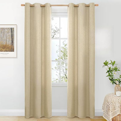 BGment Sand Beige Linen Curtains for Living Room 84 Inch Length 2 Panels Set, Burlap Semi Sheer Window Drapes Light Filtering No See Through for Bedroom Farmhouse, Each 38 Inch Wide
