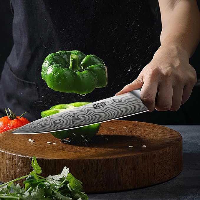 16-Piece Knife Set with Block, Ultra Sharp High Carbon Powder Steel Knife Block Set, Chef Knife Set Professional Kitchen Knives Set with Sharpener and Pakkawood Handle