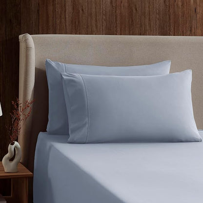 Nestl Short Queen Sheet Set - 1800 Ultra-Soft Microfiber - Double Brushed - Deep Pockets - Easy Fit - 4 Piece Set - Bed Sheets (Short Queen, Ice Blue)