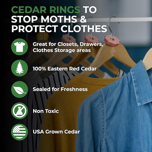 80 Cedar Rings for Clothes Storage - Stop Clothes Damage - 80 Fresh Cedar Rings