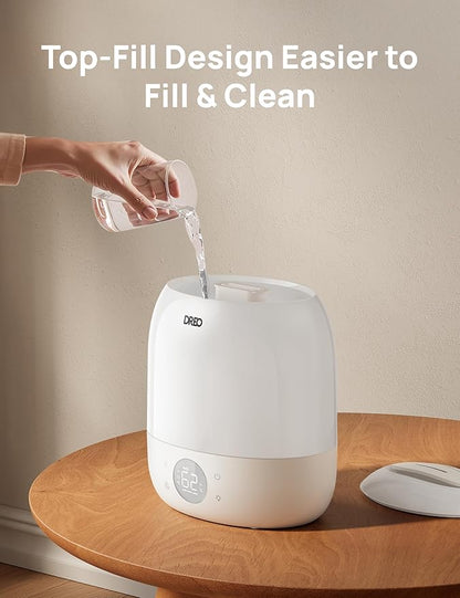 DREO Humidifiers for Bedroom Baby HM409S, Ultra Quiet 28dB & 3L Top Fill Cool Mist Humidifier for Nursery, Smart Air humidifier for Plants Indoor, 1500+ RGB Night Light & Sleep Routine Trainer