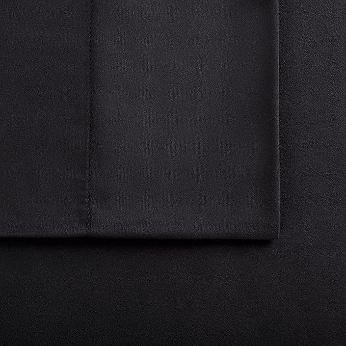 Serta Simply Clean Super Soft Hypoallergenic Stain Resistant Deep Pocket 3 Pieces Solid Bed Sheet Set, Twin XL, Black