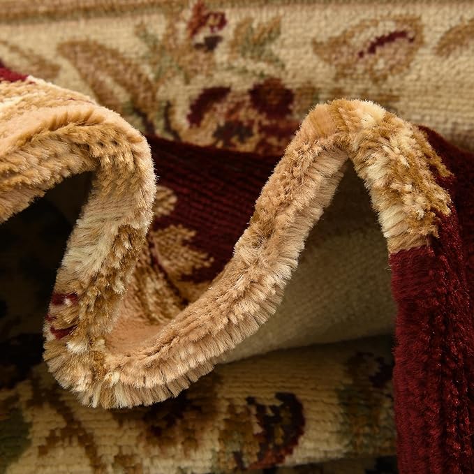 Unique Loom Versailles Collection Traditional Classic Floral Motif Area Rug (5' 0 x 5' 0 Round, Burgundy/Ivory)