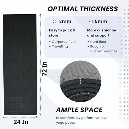 Everyday Yoga Deluxe Mat - 72"L x 24"W Non Slip Exercise Mat, Anti-Tear, 3-5mm Thickness for Yoga, Pilates & Floor Workouts
