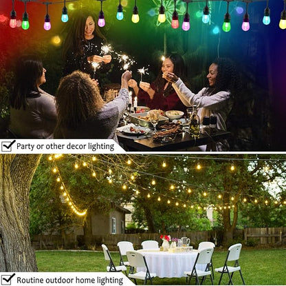EMANER Outdoor String Lights Color Changing, 96ft Wi-Fi APP String Light Music Sync with Remote, Alexa Google Home Compatible, Infinite Color Smart String Light Dimmable for Halloween Decoration