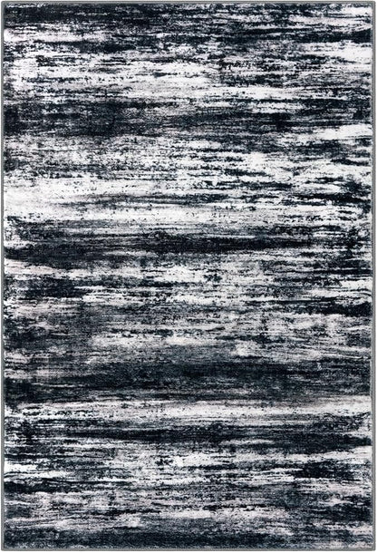 KOZYFLY 3x5 Area Rug Modern Ombre Rug for Bedroom, Washable Rug Non-Slip Soft Striped Living Room Area Rug, Black Navy Blue Grey Abstract Carpet for Laundry Nursery
