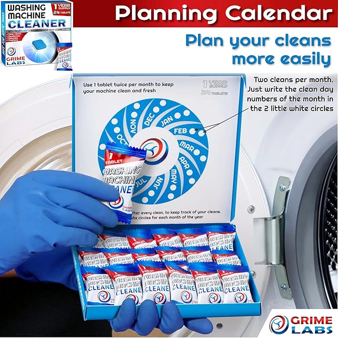 Washing Machine & Dishwasher Cleaner Tablets Bundle – 12-Month Supply | Deep Cleaning & Deodorizing Tablets for Dishwashers & Washing Machines | 48-Tablet Set – Value Pack