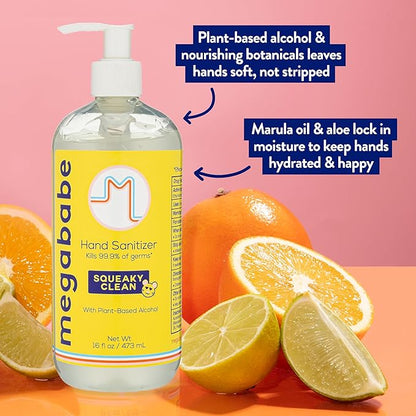 Megababe Squeaky Clean Hand Sanitizer Pump 16oz