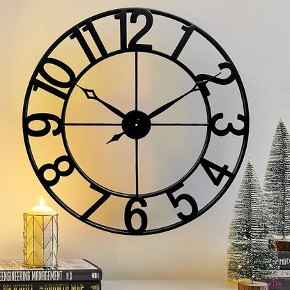 CLXEAST 30 Inch Wall Clocks for Living Room Decor, Oversized Large Black Metal Wall Clock Decorative, Regular Arabic Numeral,Reloj De Pared para Sala