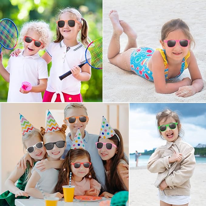 FEPITO 24 Pack Party Sunglasses Bulk for Birthday Party Favors Goody Bag Fillers for Beach Pool Party Toys for Adults, White