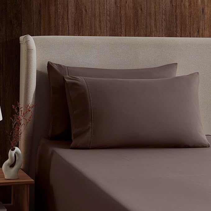 Nestl King Sheet Set - Luxury 1800 Ultra-Soft Microfiber King Bed Sheets - Double Brushed - Deep Pockets - Easy Fit - 4 Piece Set - Bedding Sheets & Pillowcases (King, Chocolate Brown)