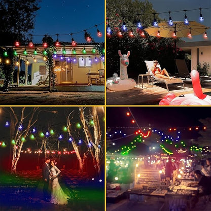 RGB Solar String Lights 144FT, IP65 Waterproof Dimmable Outdoor String Lights - Shatterproof Bulbs, 8 Modes Patio Lights for Garden, Cafe