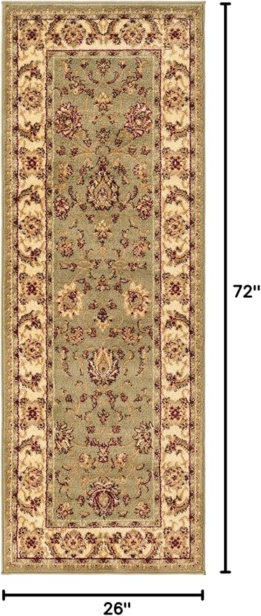 Rugs.com Aditi Collection Rug – 2' 2 x 6' Runner Green Low Rug Perfect for Living Rooms, Large Dining Rooms, Open Floorplans