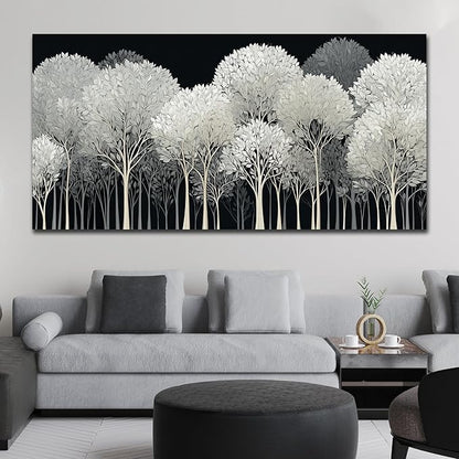 Black and White Tree of Life Wall Art for Living Room Abstract Forest Print Picture Framed Large Canvas Wall Decor for Bedroom Office Bathroom Modern Home Botanical Landscape Wall Decorations Artwork Size 30x60 Ready to Hang