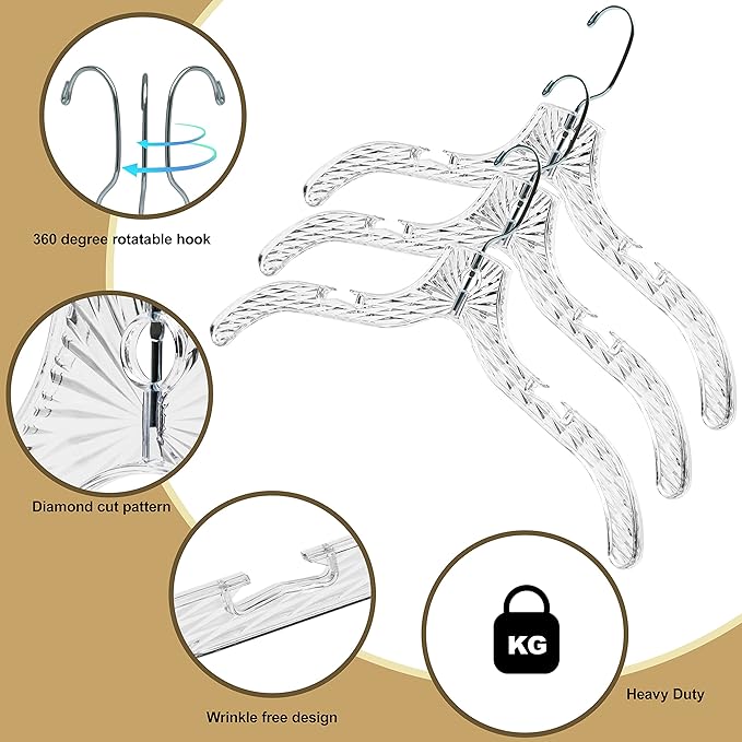 Clear Cut Plastic Hangers 100 Pack for Shirts Coats and Dresses