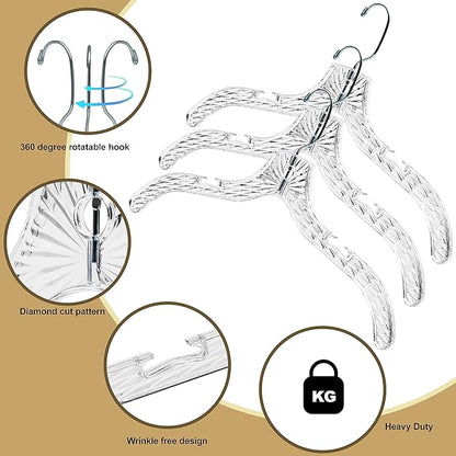 Clear Cut Plastic Hangers 100 Pack for Shirts Coats and Dresses