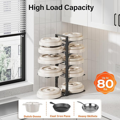 MUDEELA 10-Tier Pots and Pans Organizer under Cabinet, Heavy Duty Adjustable Pot Pan Organizers inside Cabinet, Kitchen Cabinet Organizers and Storage for Big Stockpots, Heavy Cookware