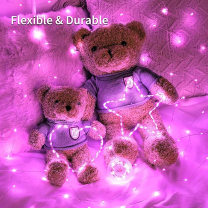 JMEXSUSS 2 Pack Valentine Lights Battery Operated, Total 400 LED 132ft Pink Fairy Lights with Remote, 8 Modes Pink Lights for Valentine's Day Indoor Outdoor Bedroom Room Birthday Anniversary Decor