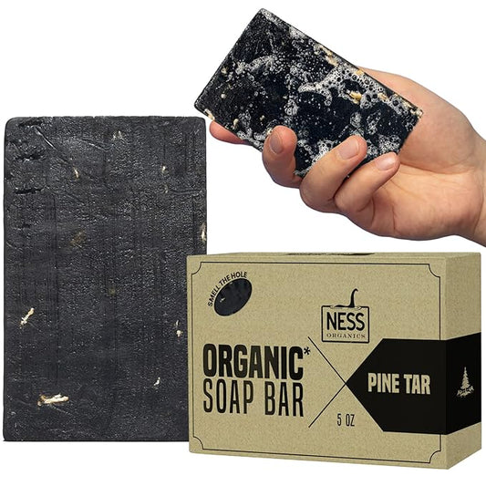 Ness Mens Soap Bar - Pine Tar Scent, Natural Soap For Men With Organic Ingredients, Mens Bar Soap With Essential Oils, Moisturizing Bar Soap For Men, Handmade In The USA, Cruelty Free, Vegan