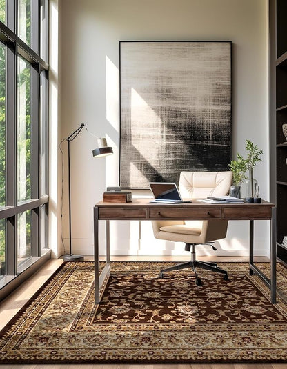 Rugs.com Aditi Collection Rug – 7 Ft Square Brown Medium-Pile Rug Perfect for Living Rooms, Kitchens, Entryways