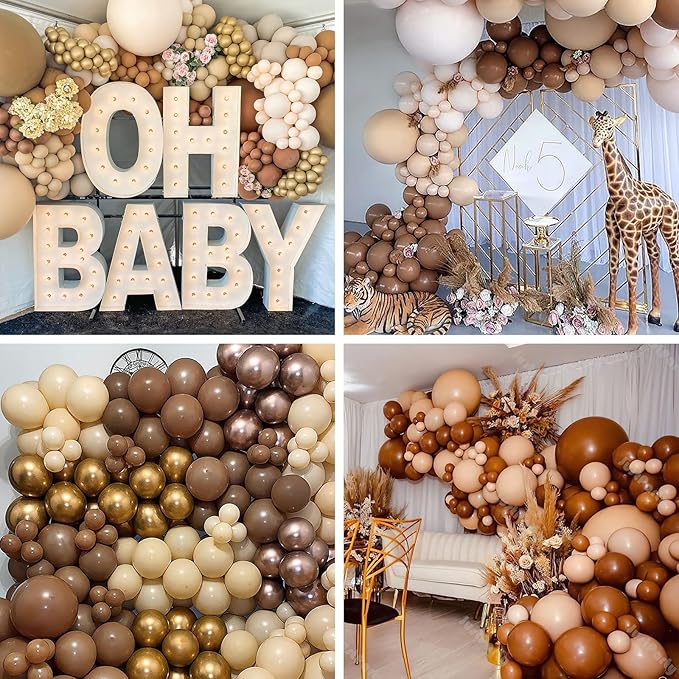 PartyWoo Light Brown Balloons 50 pcs 12 Inch Caramel Brown Tan Boho Neutral Balloons for Graduation Birthday Wedding Baby Shower Gender Reveal Forest Jungle Safari Party Decorations Brown-F10